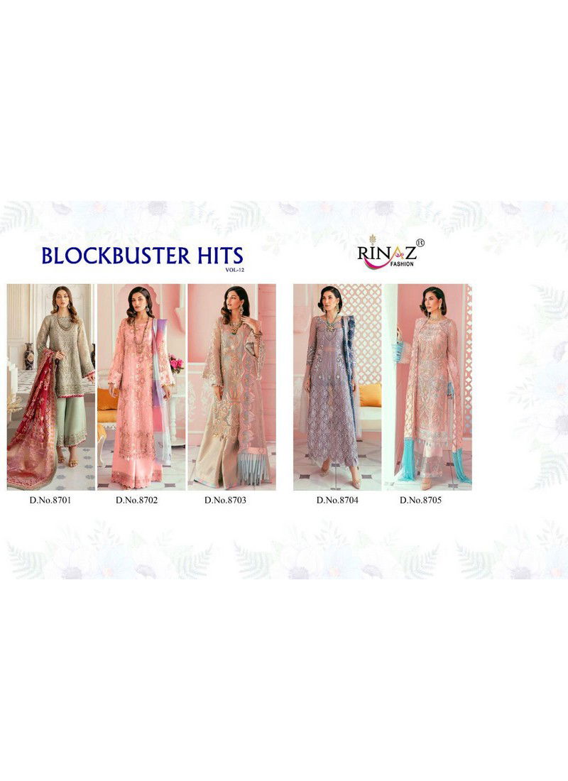 Rinaz Block Buster Hits 12 Fancy Designer Festive Wear Jetport with Heavy Embroidery Diamond Work Georgette Premium Pakistani Salwar Suit Collection